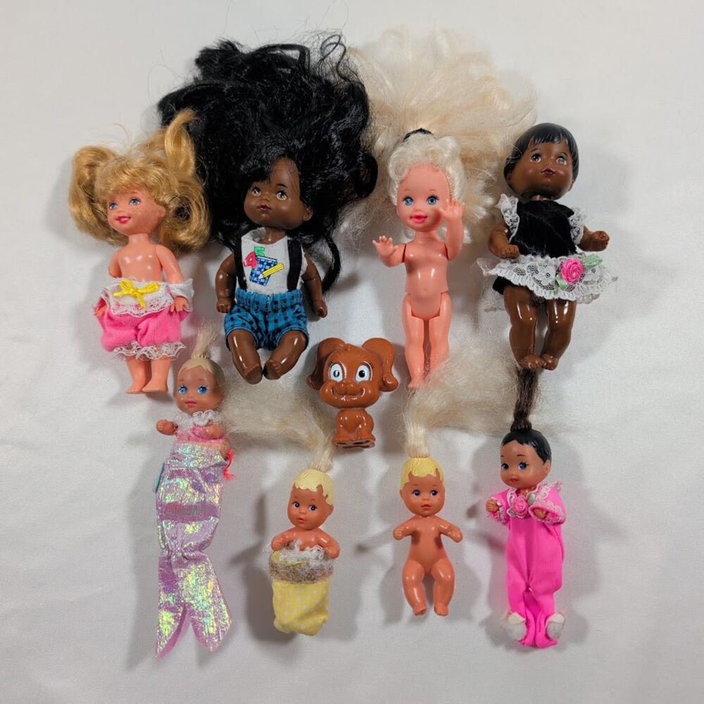 Vintage Mattel Kelly Krissy Sea Twins Heart Family Doll Lot 10 Dolls Dog Clothes